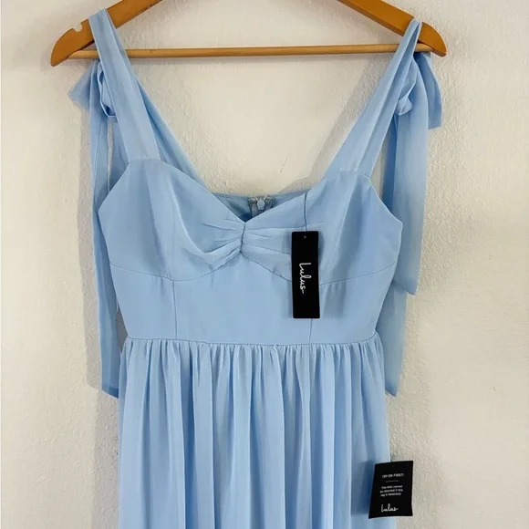 NWT LULU's Chiffon Maxi Big Sexy Side Slit Dress Wedding Bridesmaid Formal Prom - Picture 4 of 12